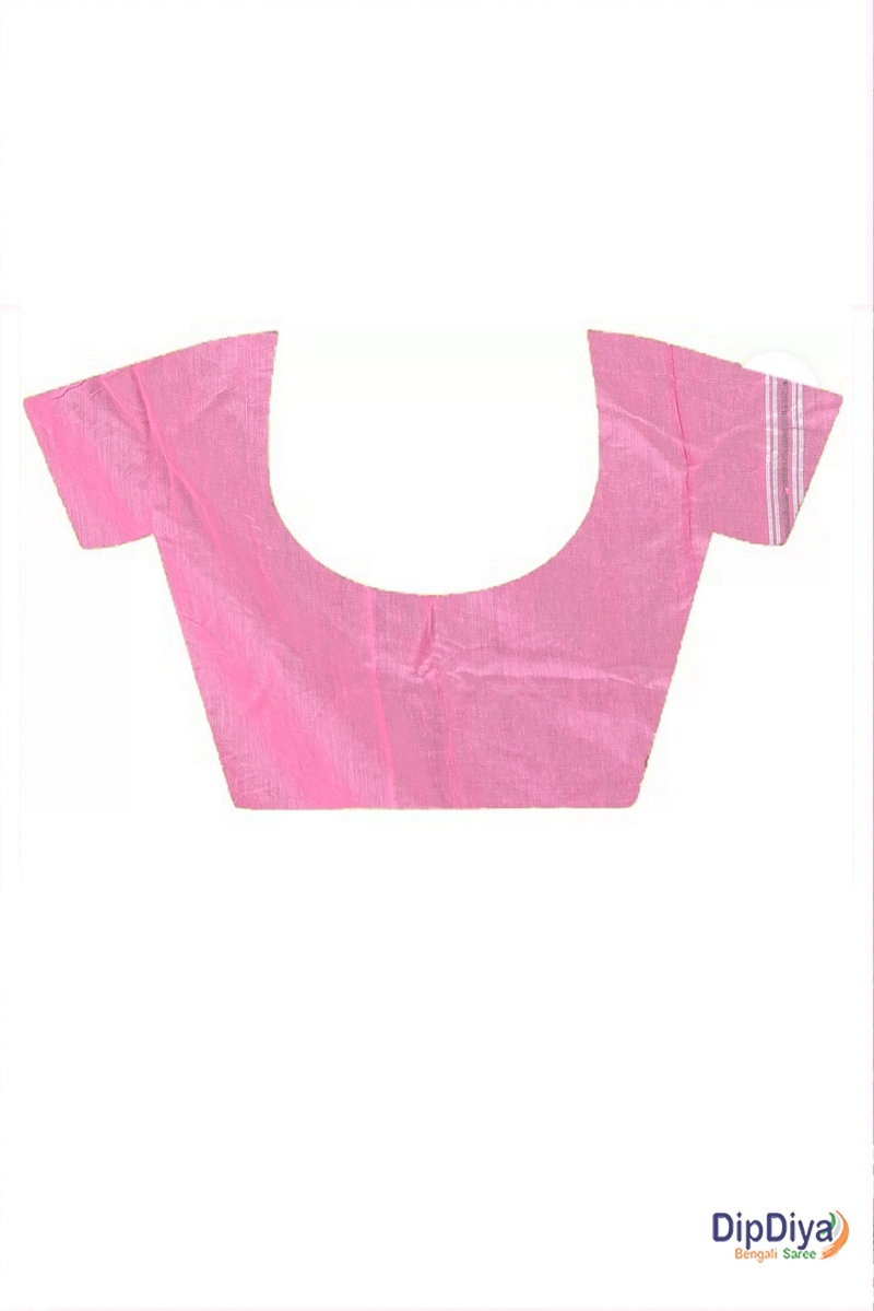 Pink White Cotton Blended Parv Jamdani Saree (560)